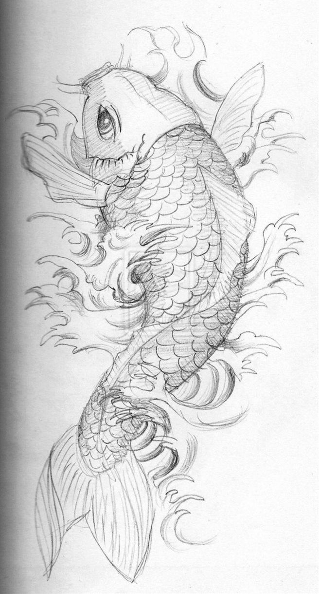 656x1219 Japanese Water Lily And Fish Tattoo Designs Dragons Tattoo Art I - Japanese Water Sketch