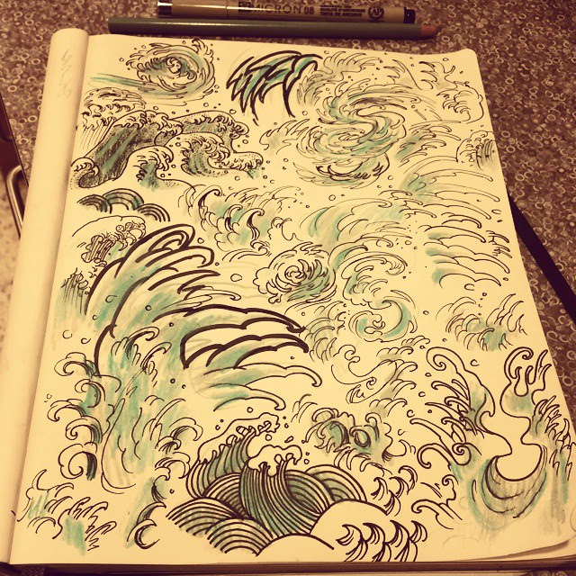 640x640 Teaching Myself How To Draw Japanese Water. More - Japanese Water Sketch