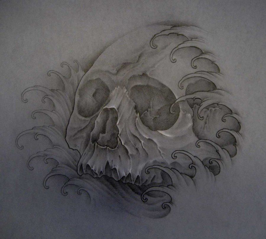 900x809 Japanese Water Skull Japanese Water By Terokiiskinen On - Japanese Water Sketch