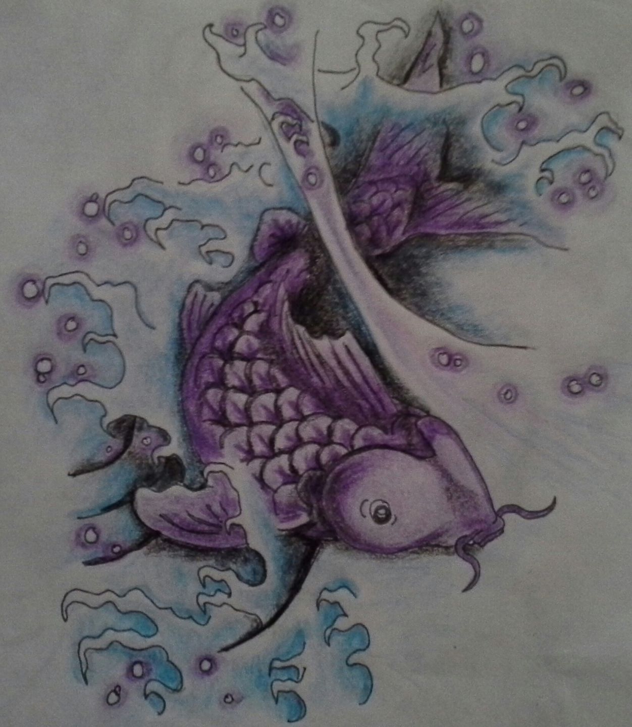1252x1440 Paulrowetattookoi Sketch Sketch Koi Water Japanese - Japanese Water Sketch