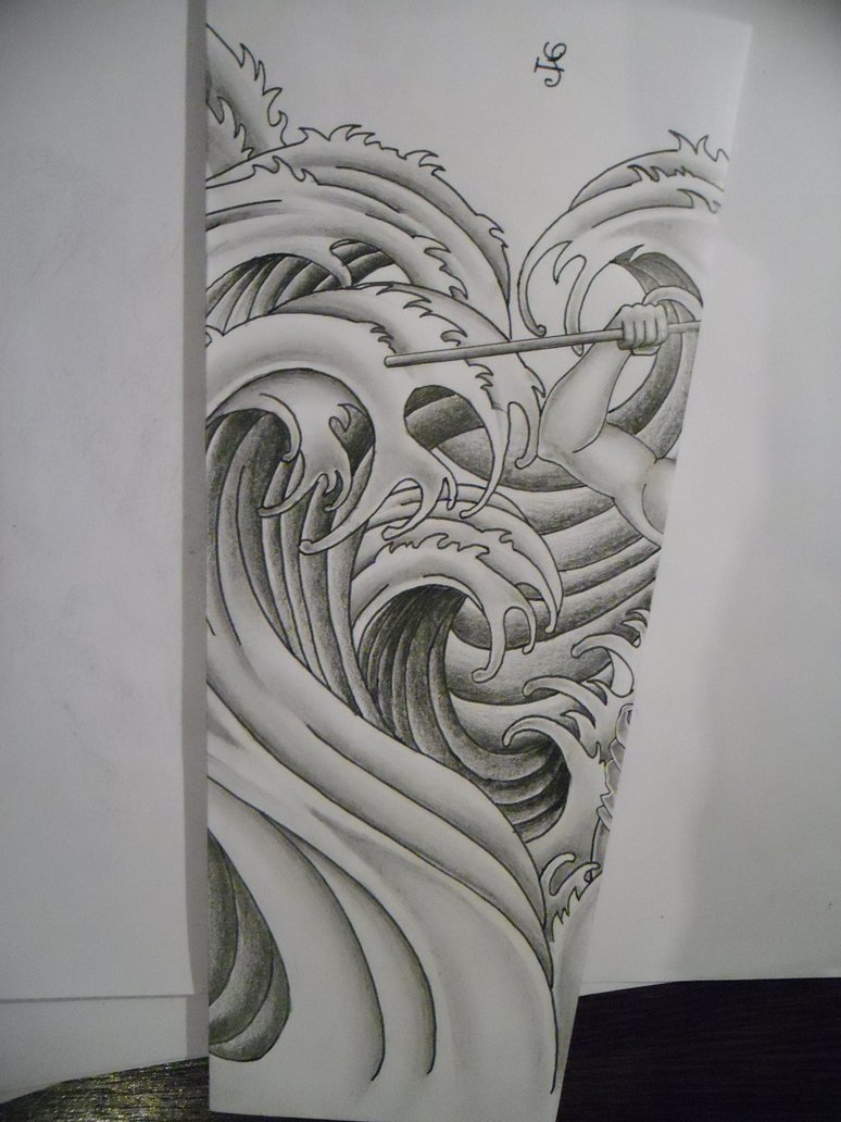 774x1032 Water Tattoo Design By Tattoosuzette - Japanese Water Sketch