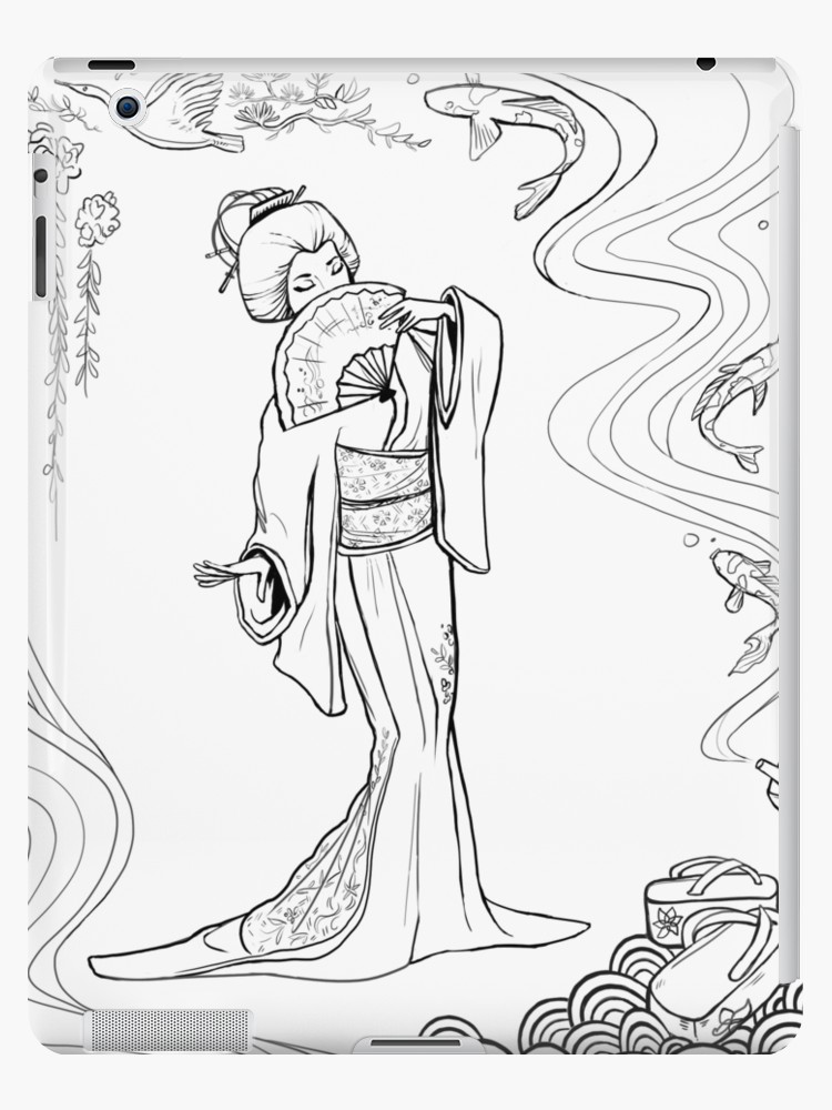 750x1000 Japanese Lady Sketch Ipad Cases Amp Skins By Pacepaintings Redbubble - Japanese Woman Sketch