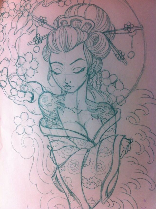 640x858 Geisha Sketch Japanese Geisha Sketch By ~5stardesigns On - Japanese Woman Sketch