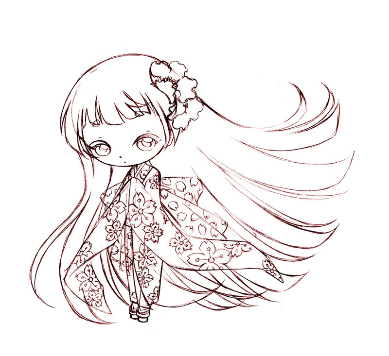 800x733 Little Japanese Girl... Sketch By Sureya - Japanese Woman Sketch