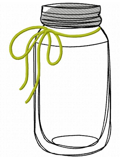 489x640 Mason Jar Sketch Embroidery Design Jazzy Zebra Designs - Jar Sketch