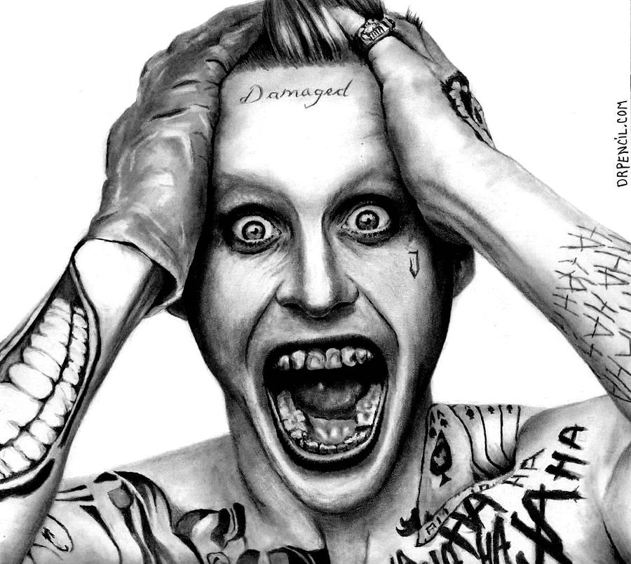 900x804 Jared Leto As The Joker Drawing By Rick Fortson - Jared Leto Joker Sketch