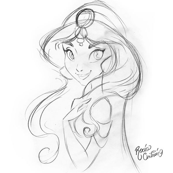 600x600 Art Of Jasmine Sketch By Rocio Cintron Art - Jasmine Sketch
