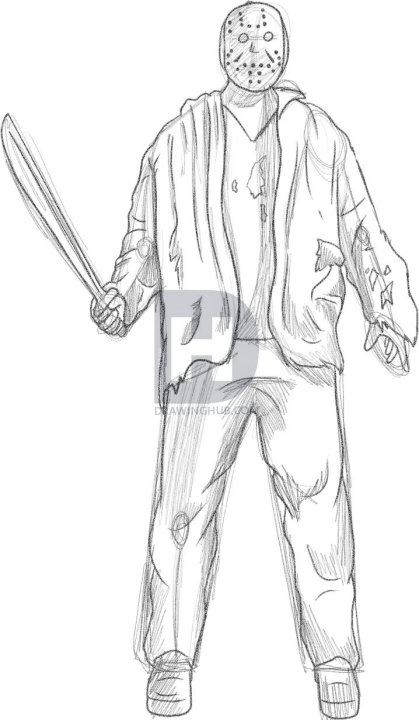 419x720 How To Draw Jason Voorhees, Step By Step, Drawing Guide, By - Jason Sketch
