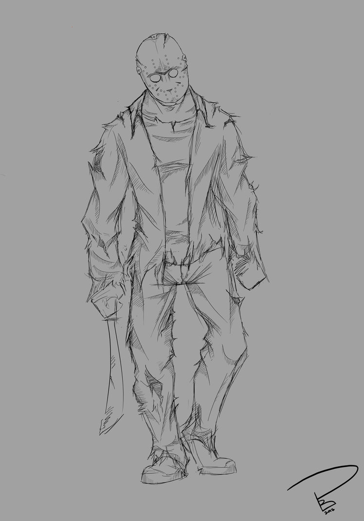 748x1069 Jason Voorhees Sketch By Philipbackart - Jason Voorhees Sketch