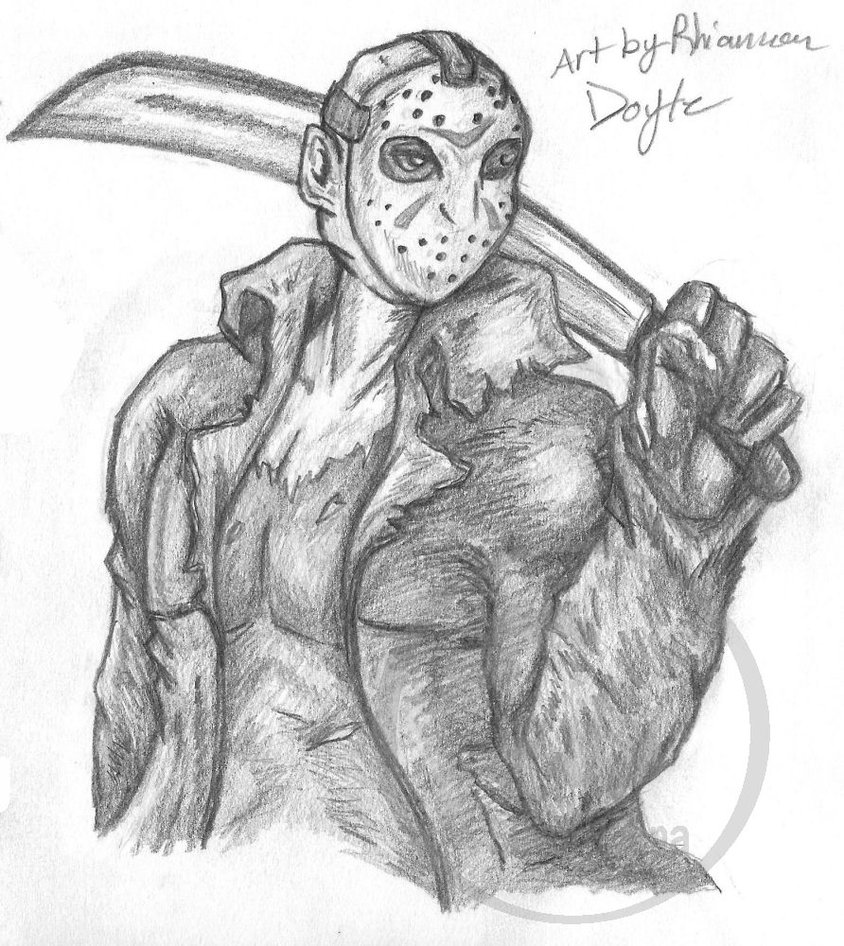 844x946 Jason Voorhees Sketch By Thesilverhyena - Jason Voorhees Sketch