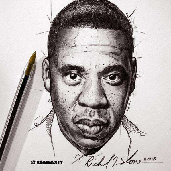 600x600 Sloneart On Twitter Small Ballpoint Study Of Jay Z On Notepaper - Jay Z Sketch