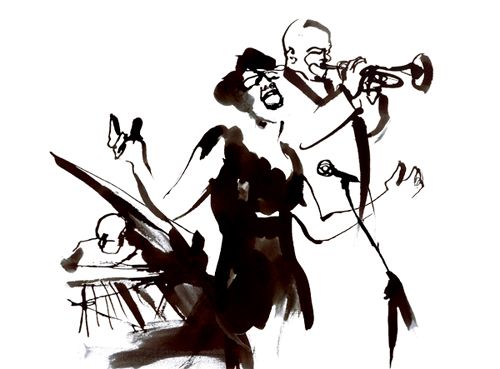 500x369 Jazz Band - Jazz Band Sketch