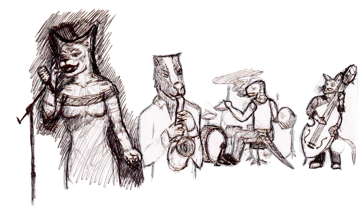 1256x736 Jazz Band By Arrkay - Jazz Band Sketch