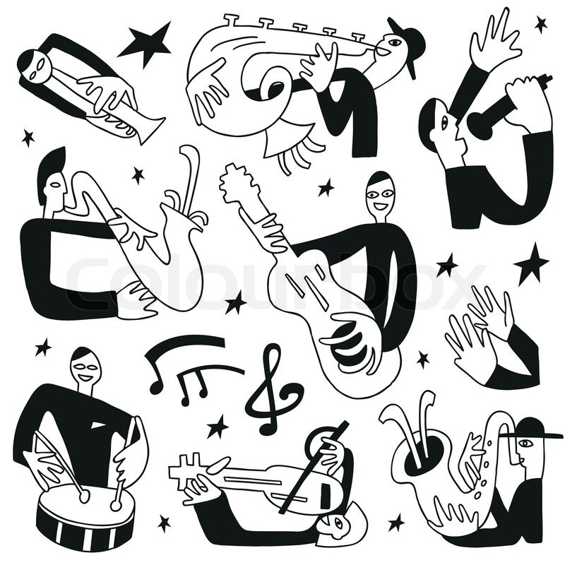 800x800 Jazz Musicians - Jazz Band Sketch
