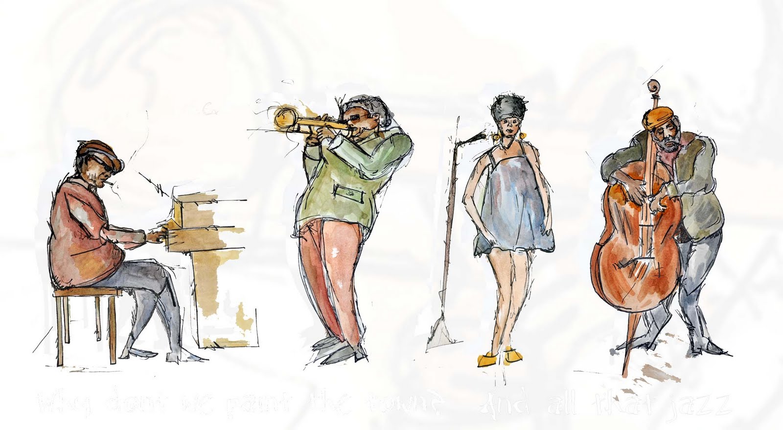 1600x878 Jazz T Shirt Grant Milne (Graphic Design) - Jazz Band Sketch