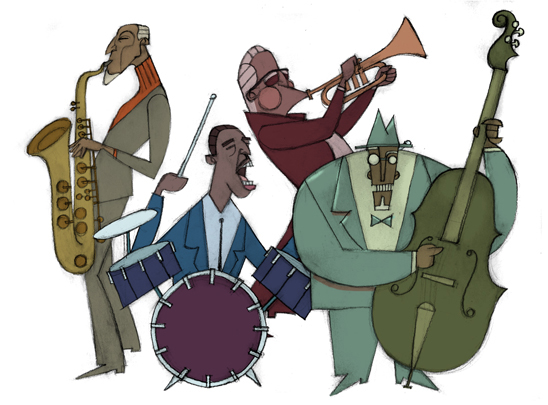 548x405 Xm Radio Styleboards On Behance - Jazz Band Sketch