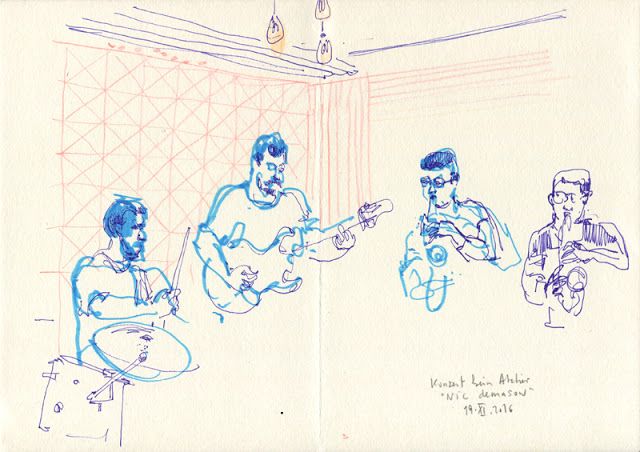 640x452 Catalina Chilling Jazz Band, Line Sketch Catalina Music + - Jazz Band Sketch