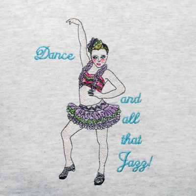 400x400 Dance Jazz Tap Embroidery Girls Music Thread Art Machine Embroidery - Jazz Dance Sketch