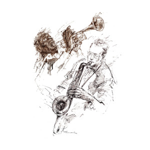 300x300 Jazz Sketch Digital Art By Youri Ivanov - Jazz Sketch