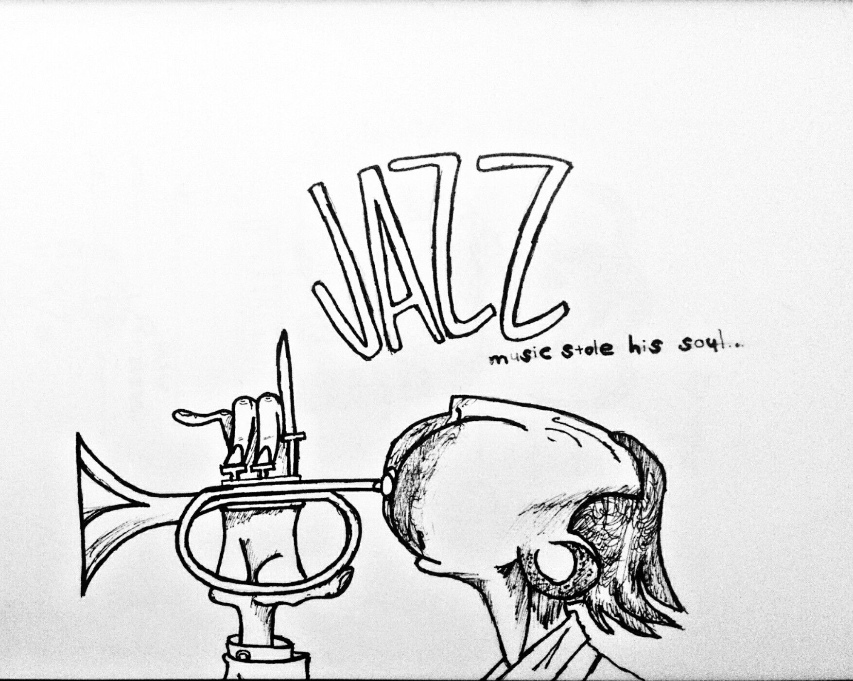 1755x1401 Music Stole His Soul. - Jazz Sketch