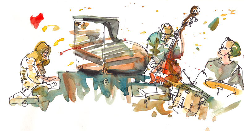 789x423 Old Friends, Wine, Jazz On A Sunday Sketching - Jazz Sketch