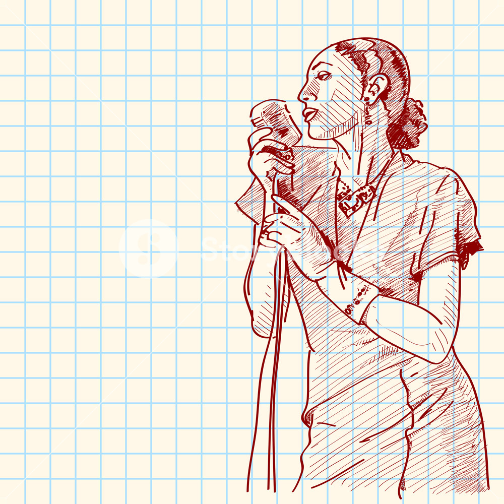 1000x1000 Sketch Of A Jazz Singer Royalty Free Stock Image - Jazz Sketch
