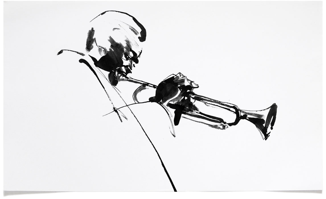 1145x700 Jazz Illustrations Eri Griffin Pen Amp Ink Portrait Drawings - Jazz Sketch