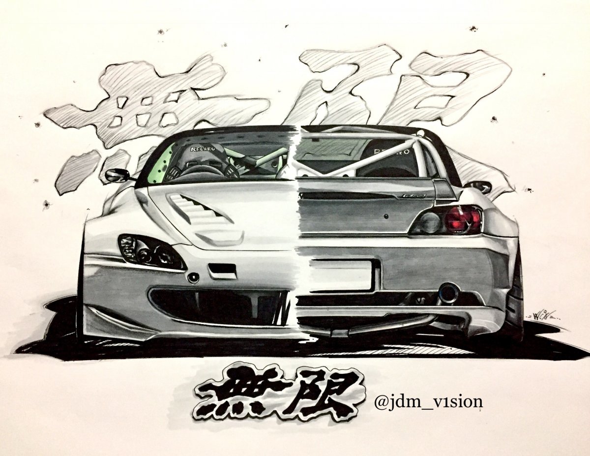 Рисунок jdm карандашом