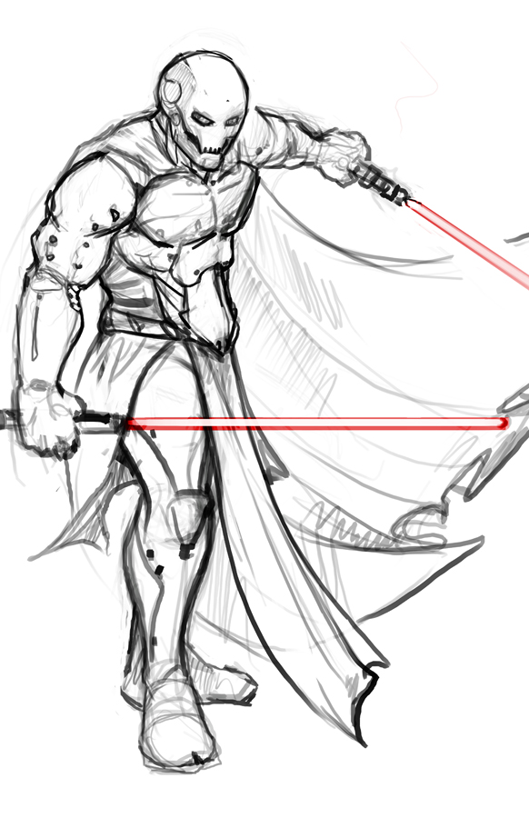 582x900 Dark Jedi Sketch Sketch By Xashe - Jedi Sketch