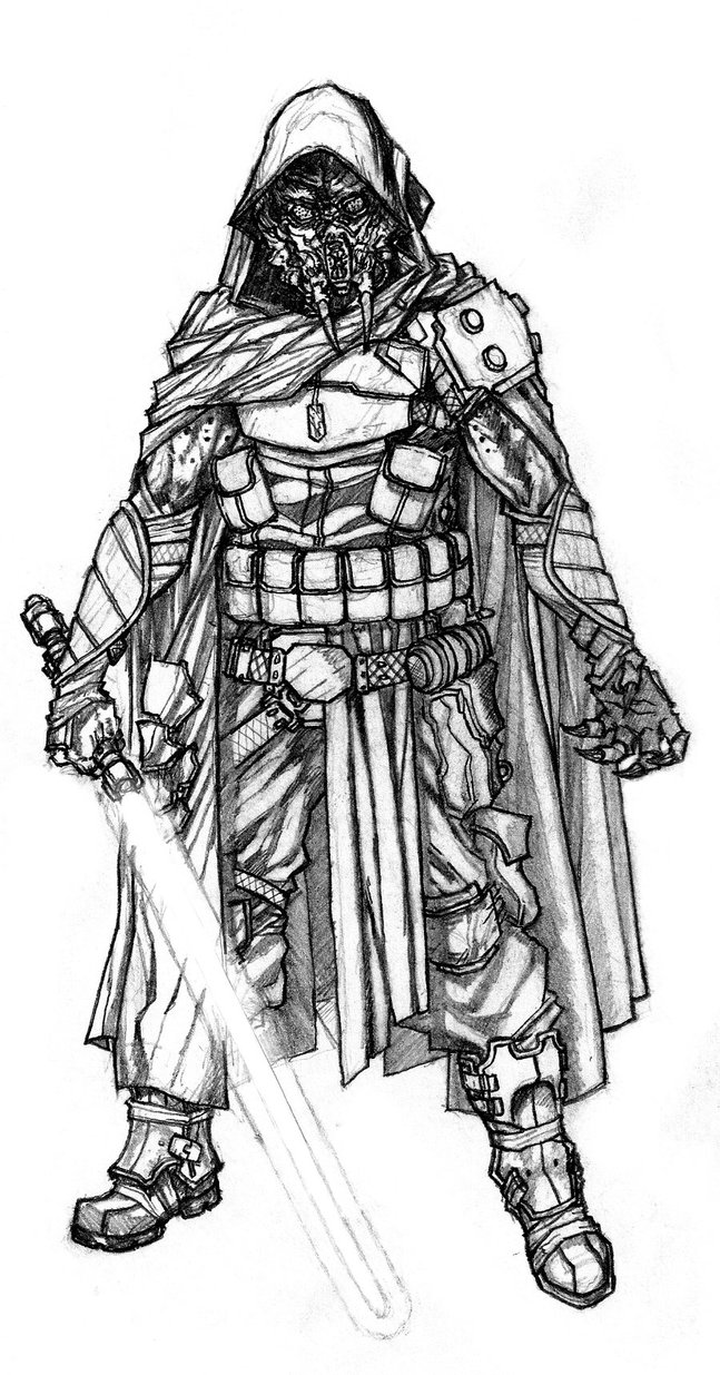 647x1235 Kel Dor Jedi Sketch By Django Red - Jedi Sketch