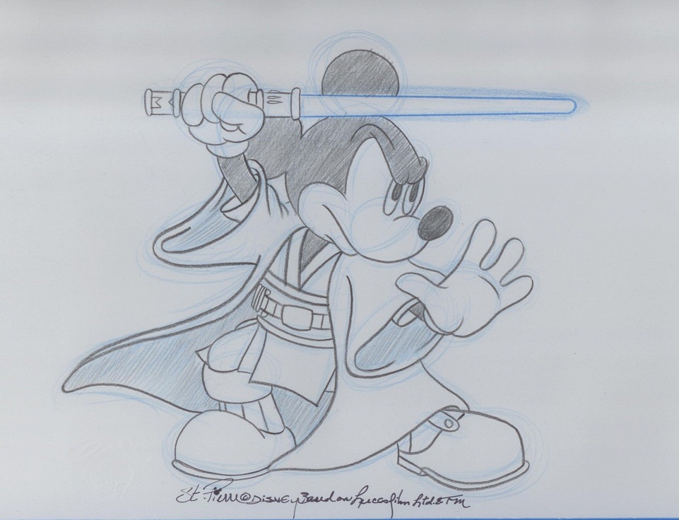 961x736 Mickey Mouse Star Wars Sketch - Jedi Sketch