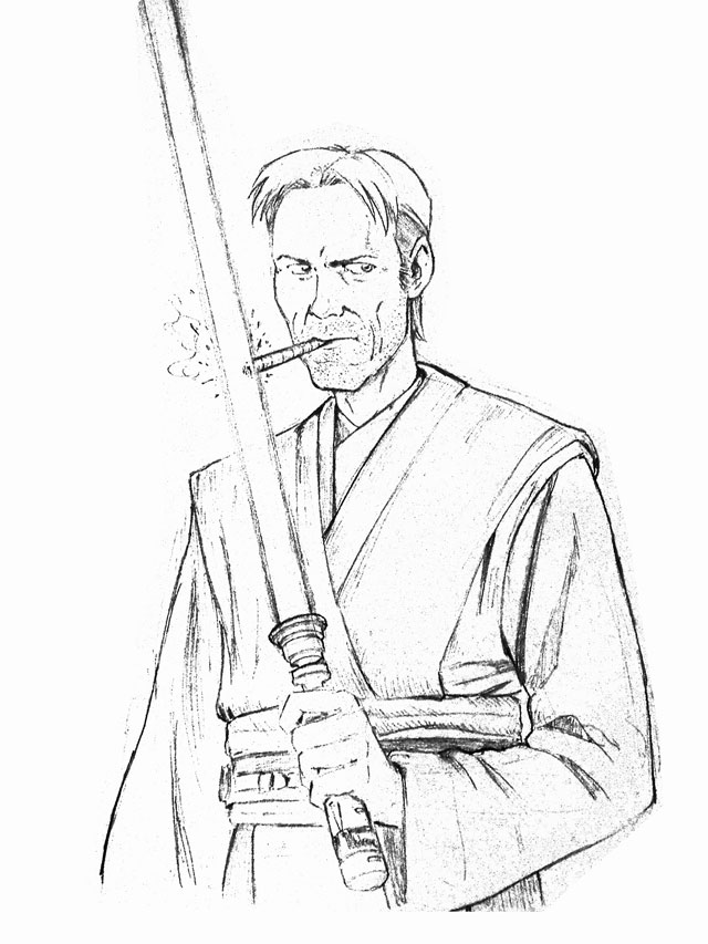 640x853 Con Sketch Jedi Vimes By Dirktiede - Jedi Sketch