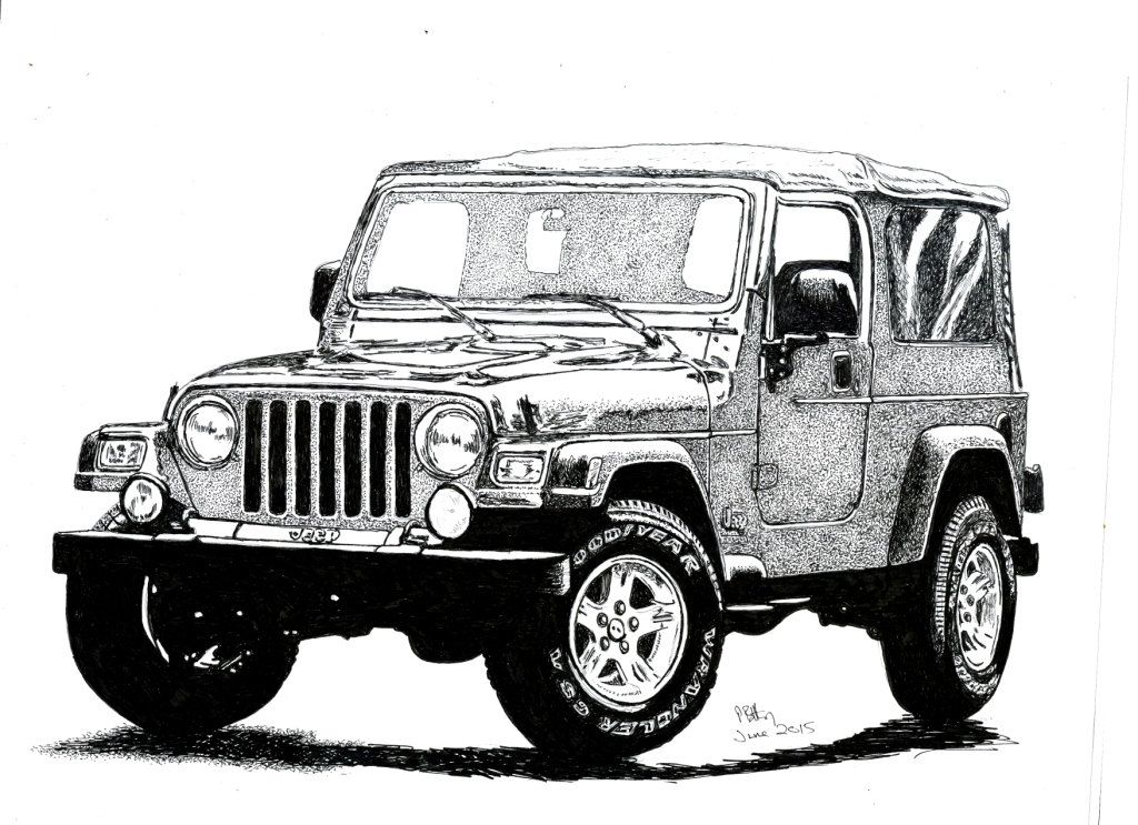 1024x743 Art Print - Jeep Sketch