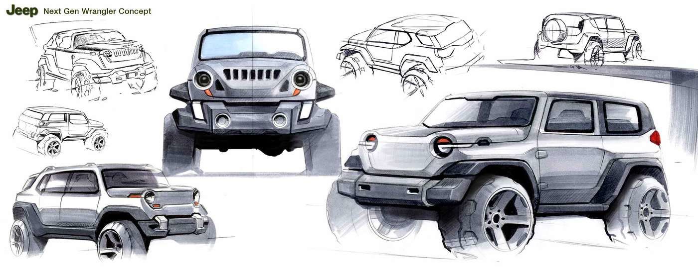 1400x541 Jeep - Jeep Wrangler Sketch