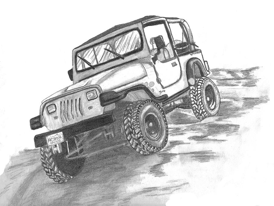 900x676 94 Jeep Wrangler Drawing By Crystal Suppes - Jeep Wrangler Sketch