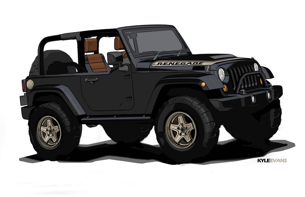 1024x663 Jeep Wrangler Renegade Concept This Sketch Is More Of A - Jeep Wrangler Sketch