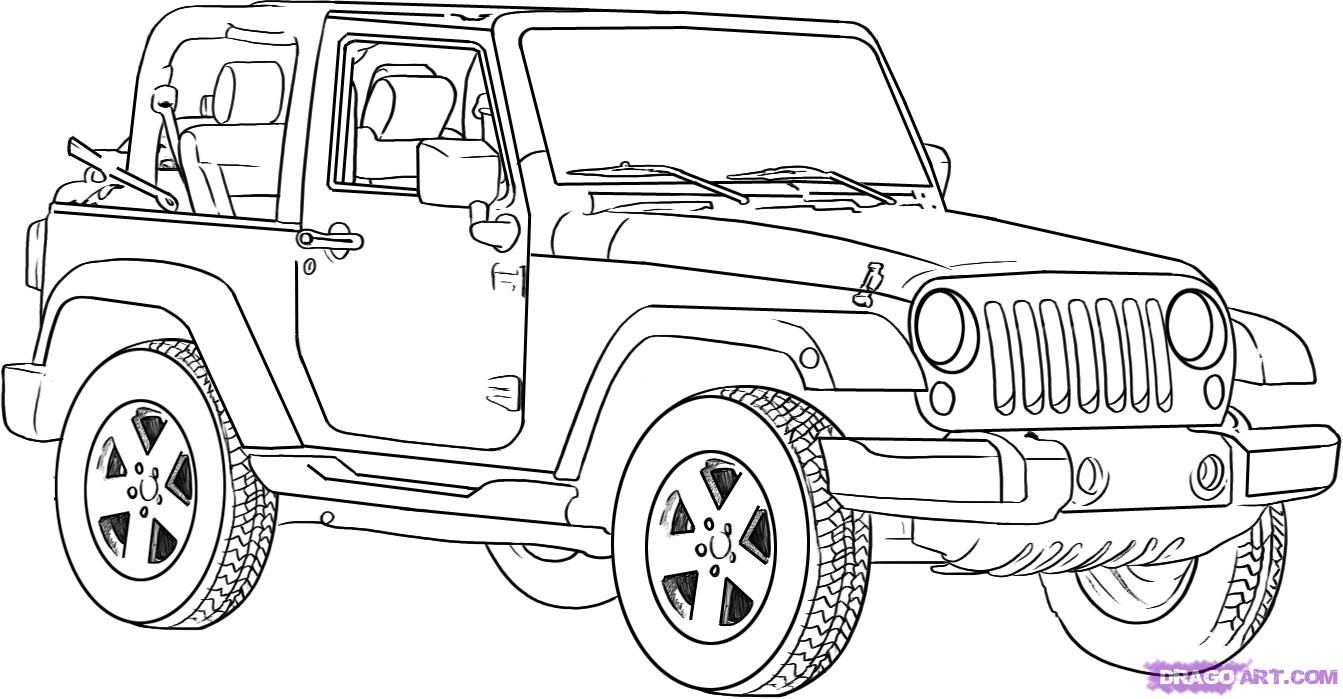 1343x699 Jeep Wrangler Sketch How To Draw A Jeep Wrangler, Stepstep, Suvs - Jeep Wrangler Sketch