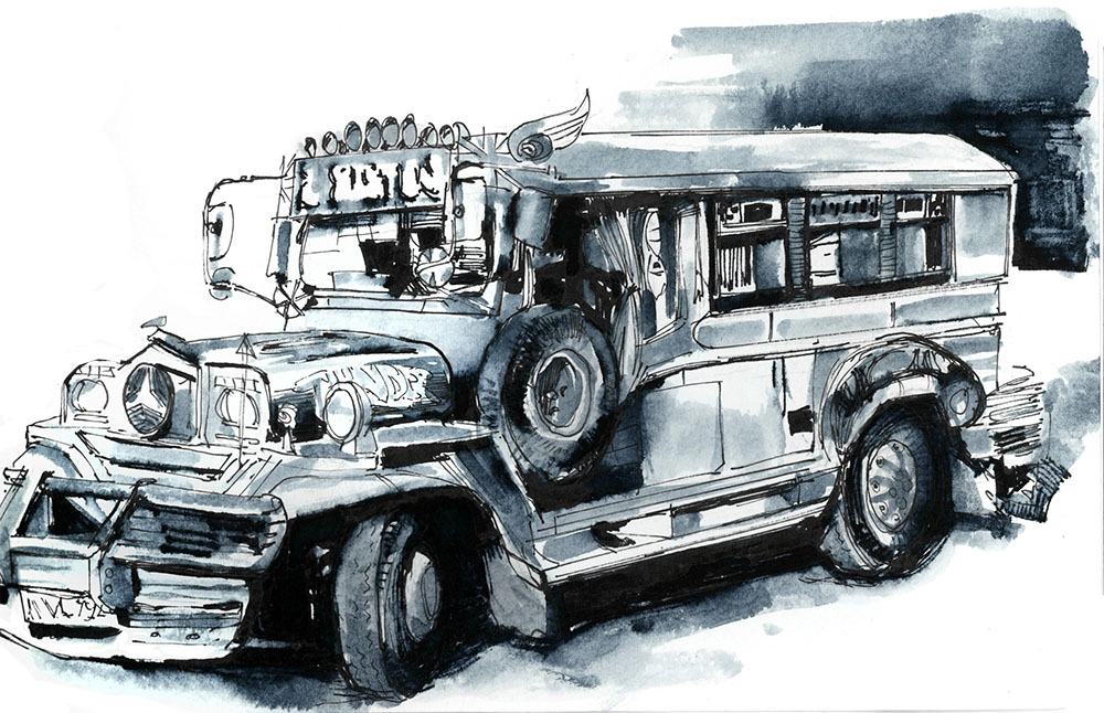 how to draw jeepney Drawing jeep easy filipino Step by Step Drawing