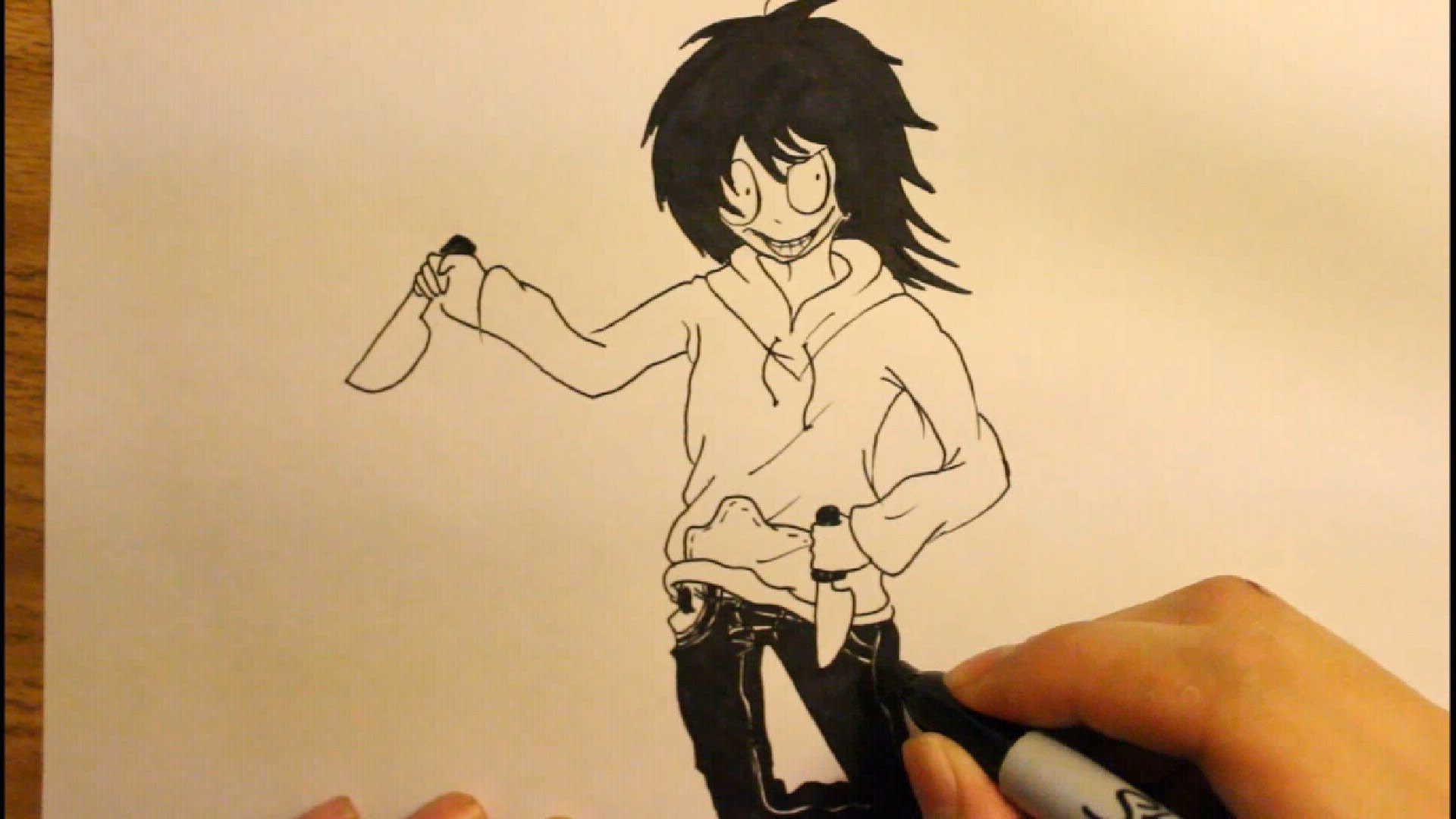1920x1080 How To Draw Jeff The Killerstep By Stepeasyanime - Jeff The Killer Sketch