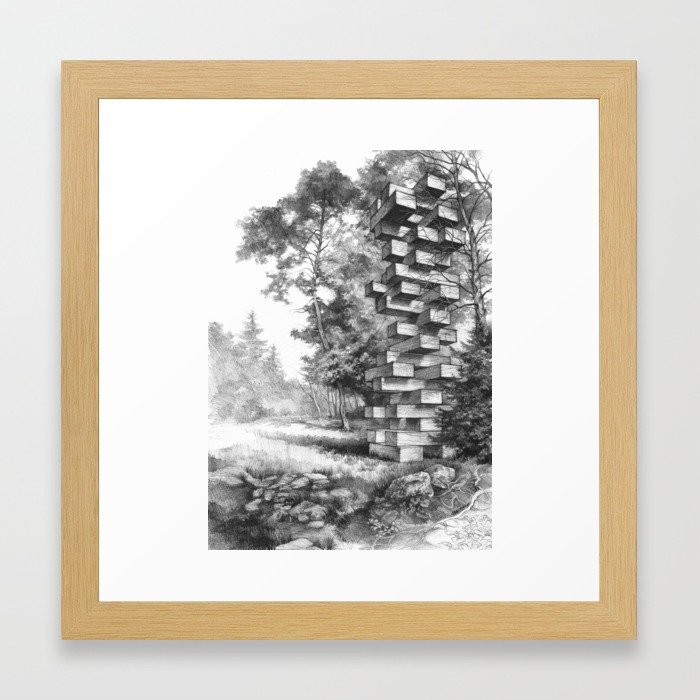 700x700 Jenga Tower Surrounded By Trees Framed Art Print By Kkmiecikart - Jenga Sketch