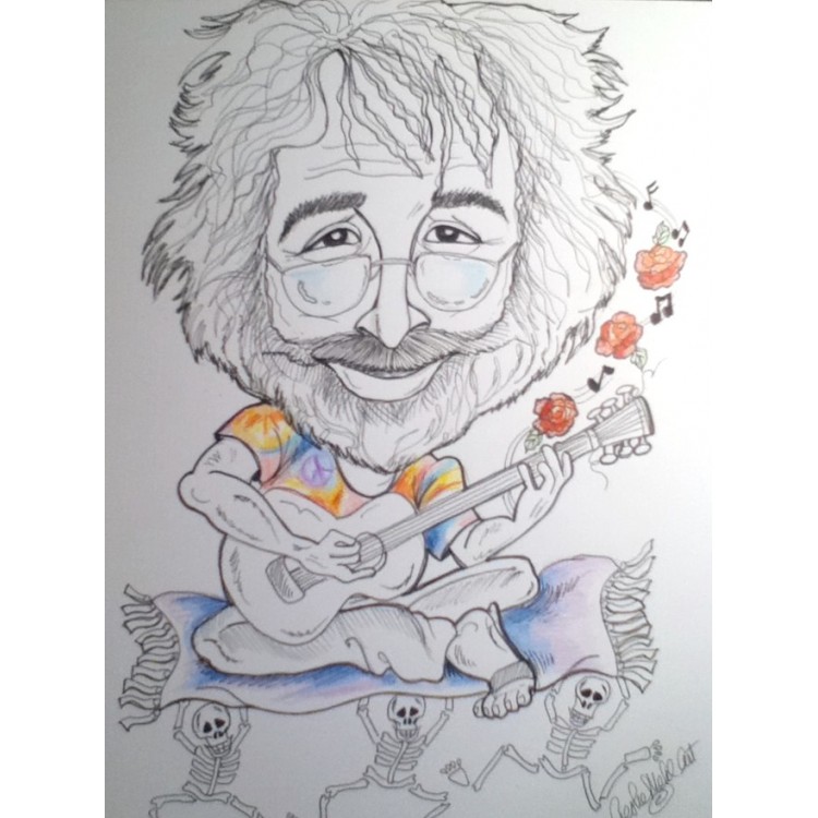 750x750 Jerry Garcia Rock And Roll Caricature, Artwork - Jerry Garcia Sketches
