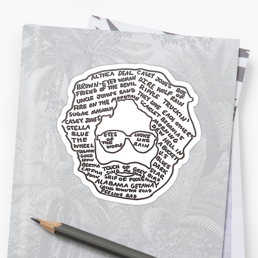1000x1000 Jerry Garcia Stickers By Kayla Love Redbubble - Jerry Garcia Sketches