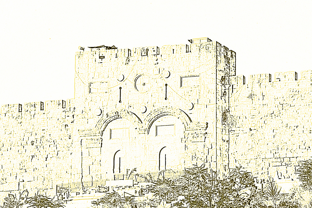 1024x683 The Golden Gate Of Jerusalem Sketch I Used The - Jerusalem Sketch