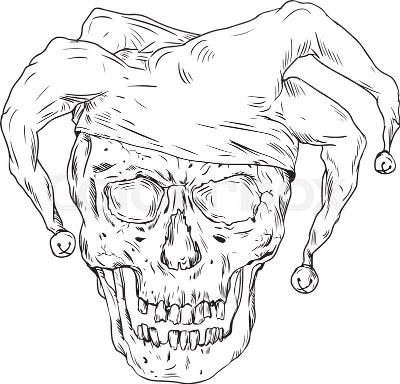 800x767 Drawing Sketch Style Illustration Skull Of A Medieval Jester - Jester Sketch