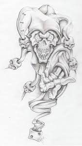 169x299 Evil Jester Sketch Head Tattoos Pictures - Jester Sketch