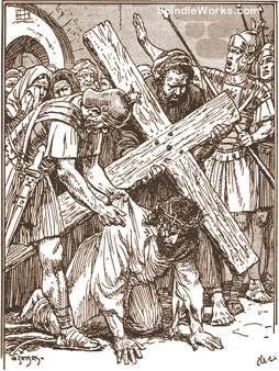 254x338 Spindleworks, Story Bible For Older Children, The Cleansing Of The - Jesus Carrying The Cross Sketch