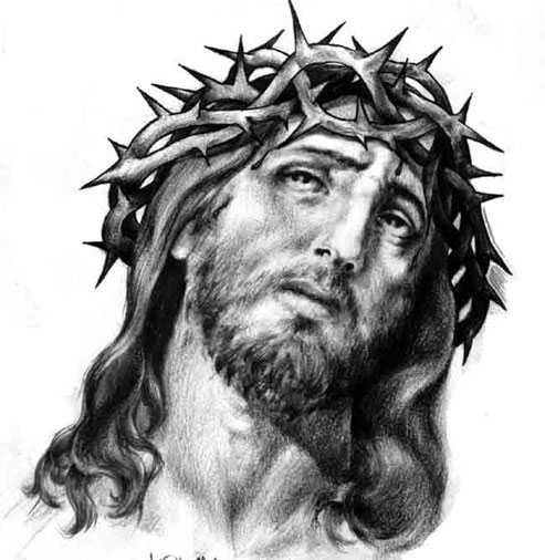 493x506 Collection Of Jesus Head Tattoo Sketch - Jesus Christ Face Sketch