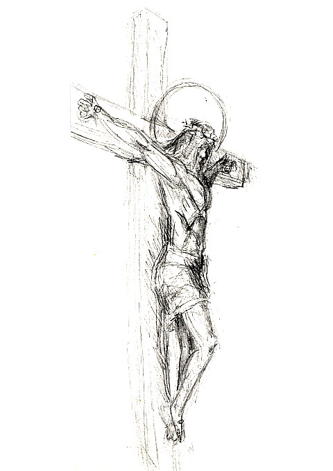 Jesus Christ On The Cross Sketch at PaintingValley.com | Explore ...