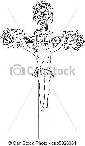273x470 Jesus Christ. Simple Black Sketch Of Crucified. - Jesus Christ On The Cross Sketch