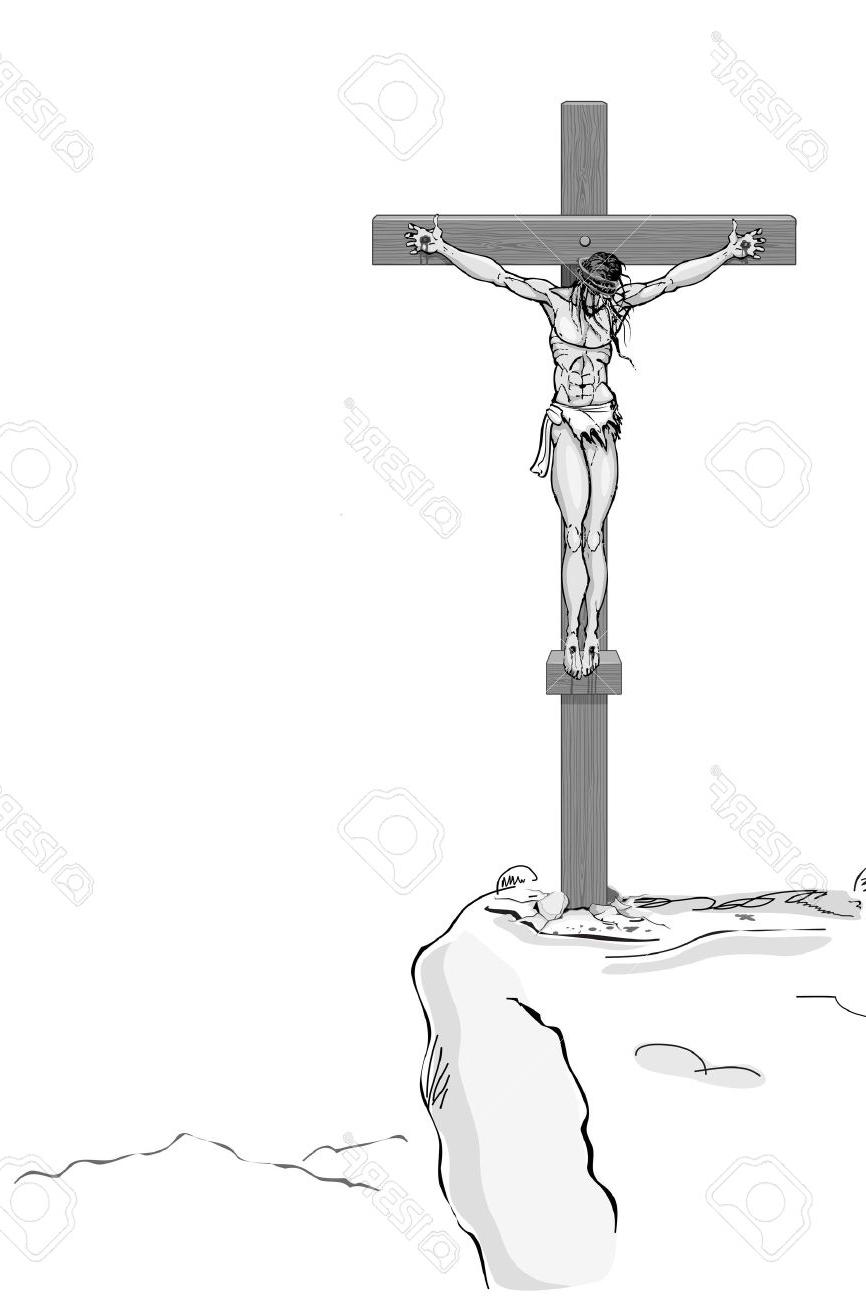 866x1300 Top Illustration Of Jesus Christ On Cross White Background Images - Jesus Christ On The Cross Sketch